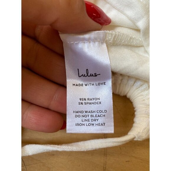 𝅺LULU'S "Back To Basics" Womens White Long Sleeve Tshirt Sz Small Back Cut Out - Picture 7 of 8